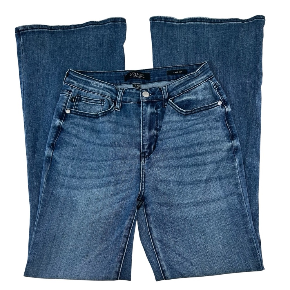 JUDY BLUE Flare Fit High Waist Blue Jeans 28 - Picture 3 of 10